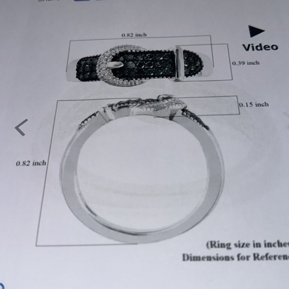 BLUE DIAMOND BUCKLE RING, SIZE 8 - Picture 4 of 6